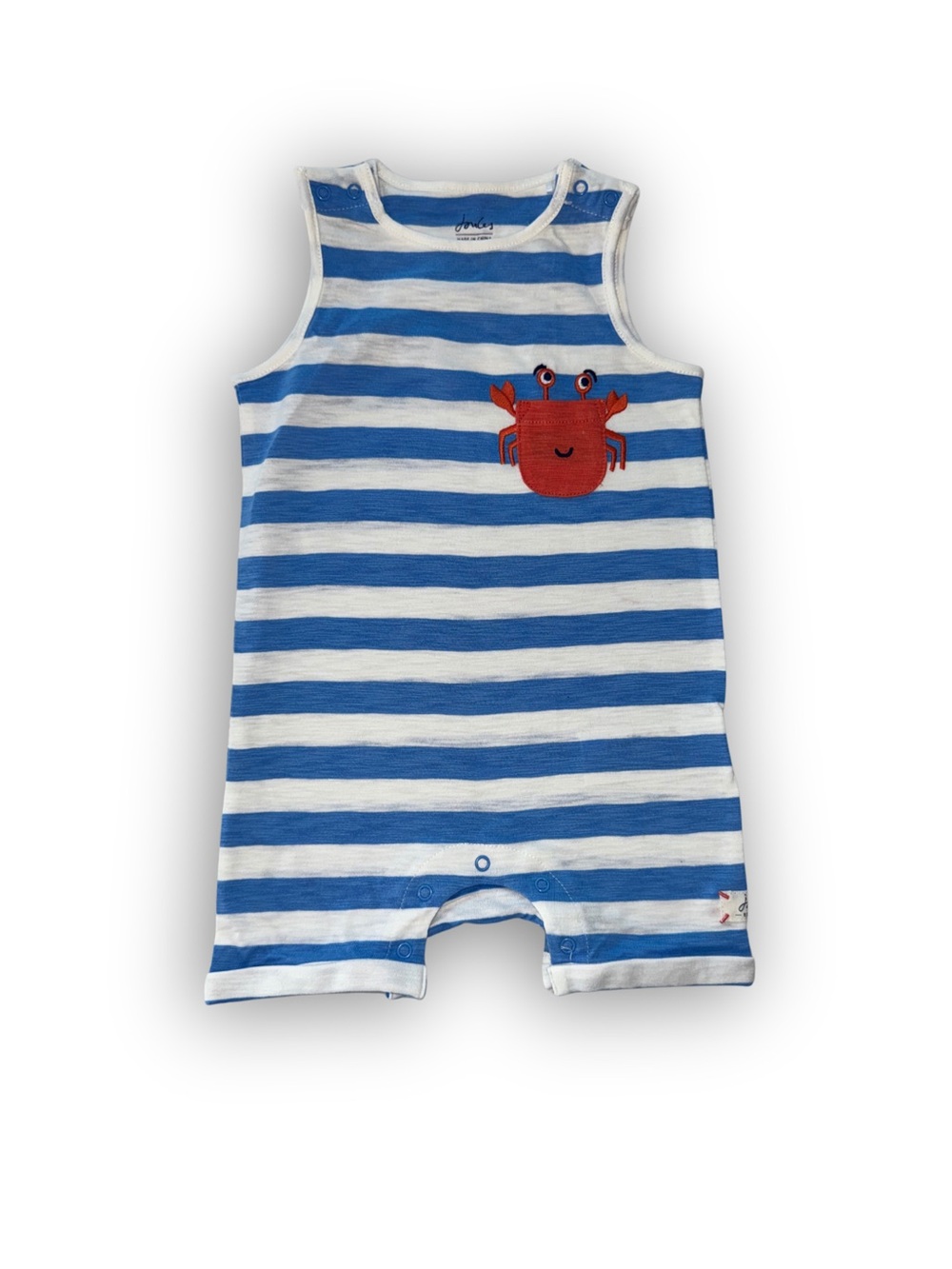 Joules Blue and White Striped Crab Playsuit